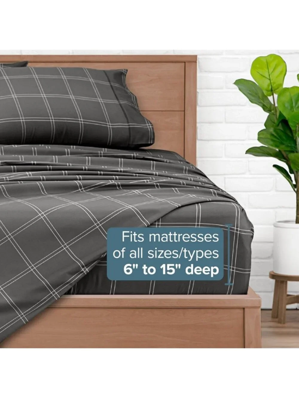 Modern Plaid Queen Sheet Set - Soft, Stylish Grey/White Bedding Essentials